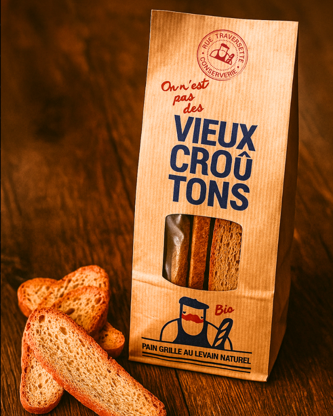 Croûtons de pain au levain naturel